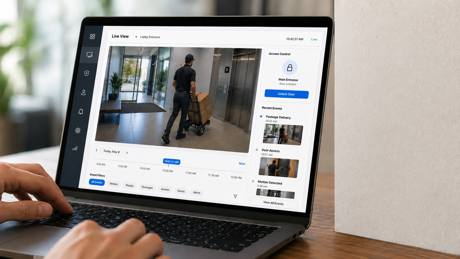 Cloud video dashboard displaying a commercial delivery event